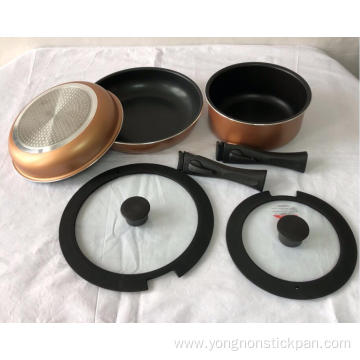 Detachable universal handle non-stick pan kit